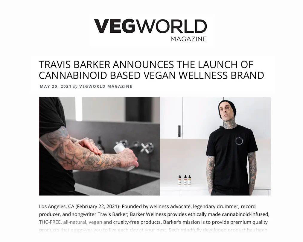 Travis Barker announces the launch of Cannabinoid based Vegan Wellness Brand