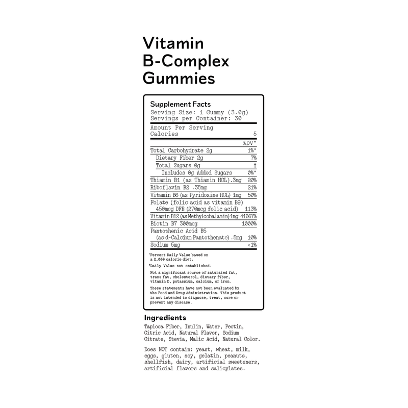 Vitamin B-Complex Gummies supplement facts panel