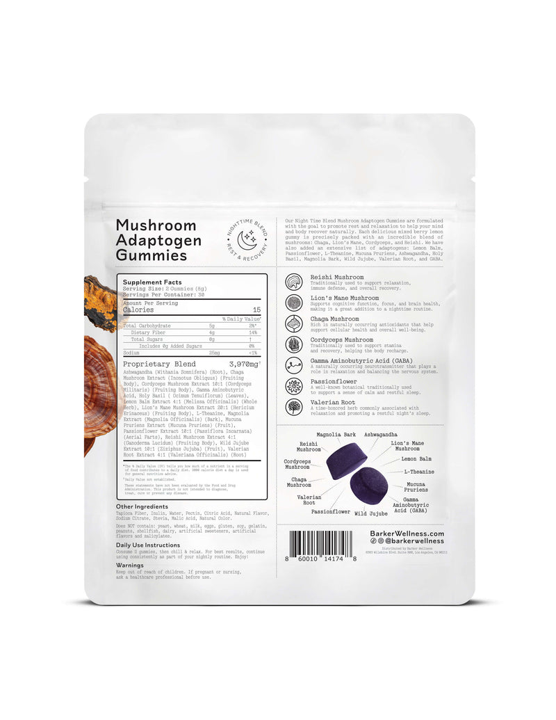 Mushroom Adaptogen Gummies - Nighttime - Back