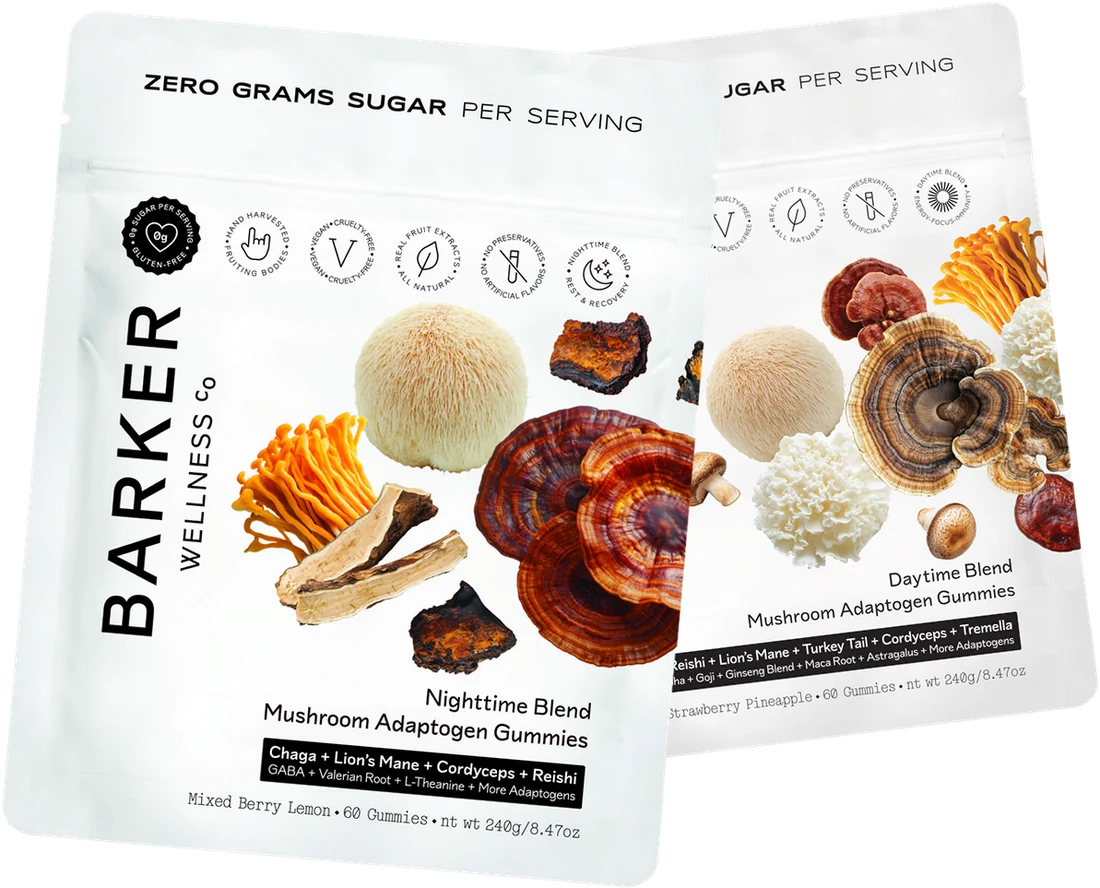 Barker Wellness Nighttime and Daytime Mushroom Adaptogen Gummies