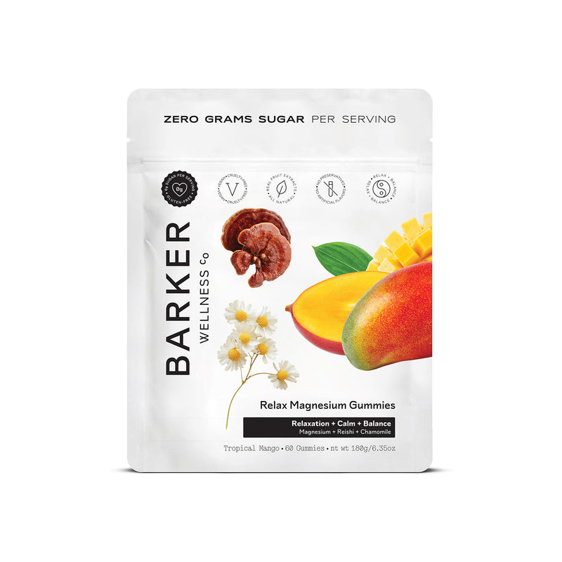 Barker Wellness Relax Magnesium Gummies bag, sugar-free